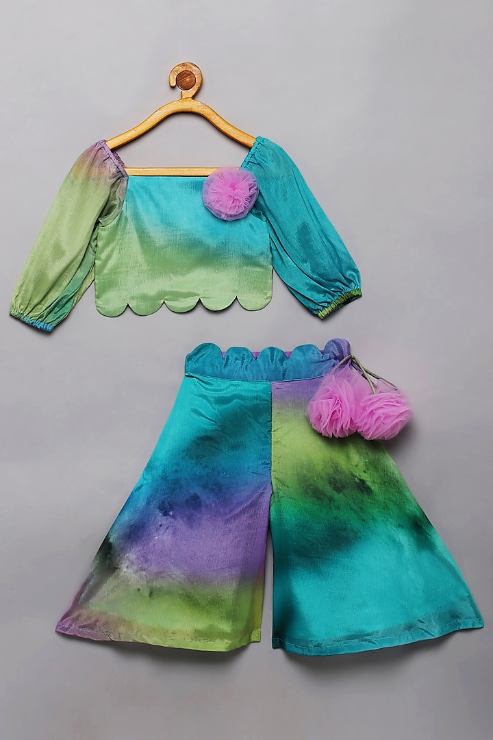 Multi-Colored Chiffon Palazzo Pant Set For Girls by Tutus by tutu at Pernia's Pop Up Shop