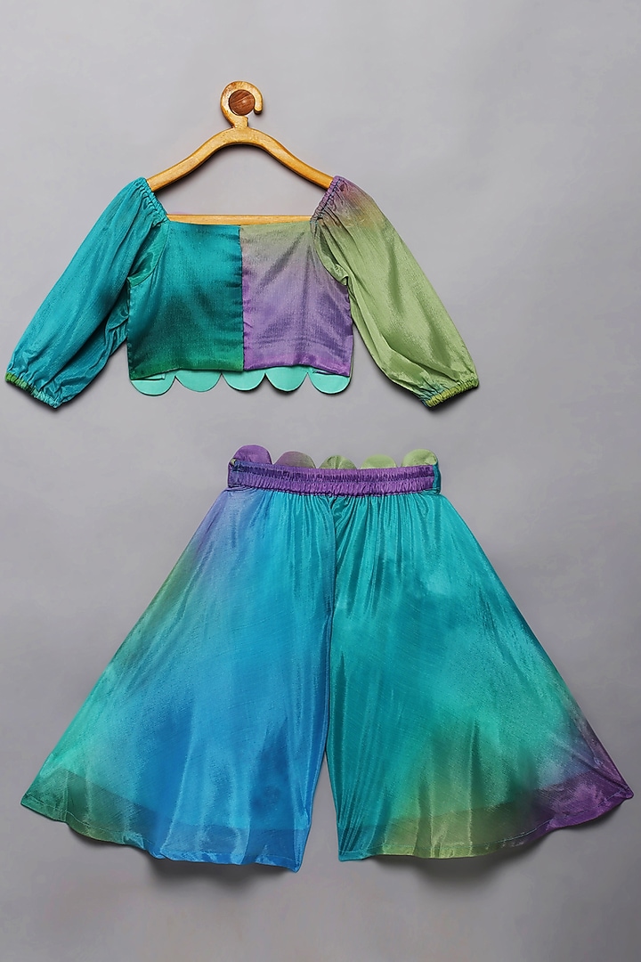 Multi-Colored Chiffon Palazzo Pant Set For Girls by Tutus by tutu at Pernia's Pop Up Shop