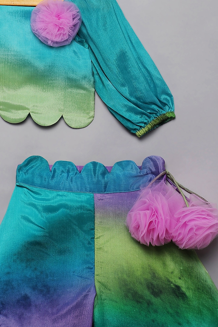 Multi-Colored Chiffon Palazzo Pant Set For Girls by Tutus by tutu at Pernia's Pop Up Shop