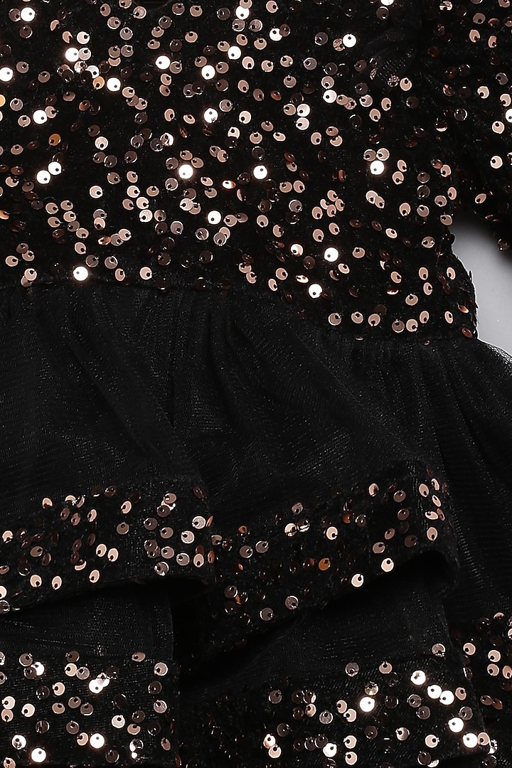 Black Velvet Sequins & Tulle Layered Dress For Girls by Tutus by tutu at Pernia's Pop Up Shop