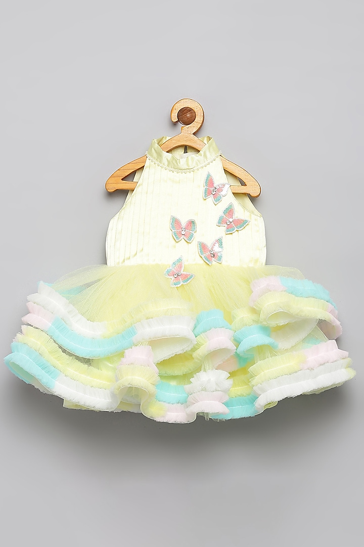 Lime Yellow Sequins & Tulle Dress For Girls by Tutus by tutu