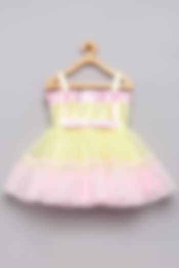 Yellow & Pin Satin Pleated Dress For Girls by Tutus by tutu