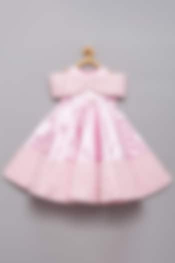 Pink Satin & Rose Fabric Off-Shoulder Structured Gown For Girls by Tutus by tutu