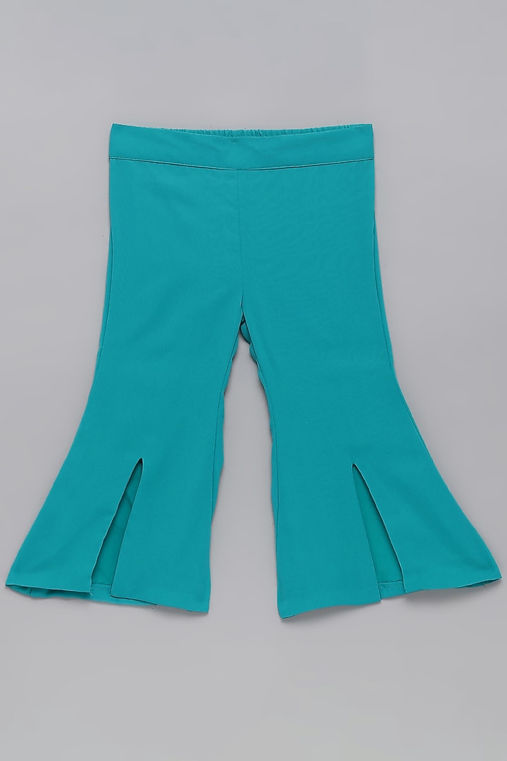 Teal Blue Organza Embroidered Pant Set For Girls by Tutus by tutu at Pernia's Pop Up Shop