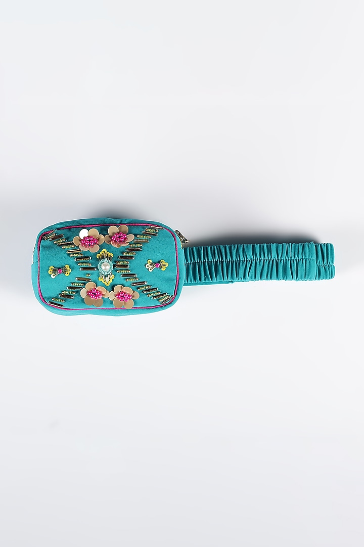 Teal Blue Organza Embroidered Pant Set For Girls by Tutus by tutu at Pernia's Pop Up Shop