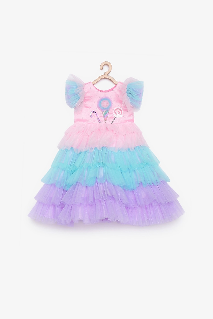 Multi Colored Embroidered Frilled Gown For Girls by Tutus by tutu