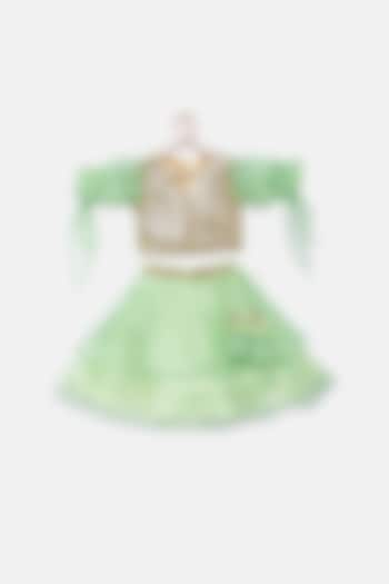 Green Embroidered Lehenga Set For Girls by Tutus by tutu at Pernia's Pop Up Shop