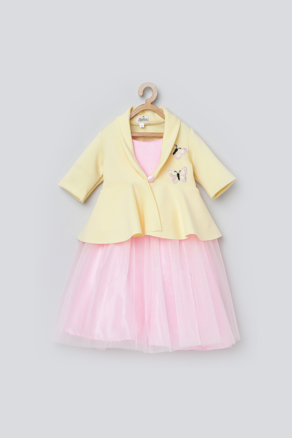 Pink Gown With Embroidered Jacket For Girls by Tutus by tutu at Pernia's Pop Up Shop