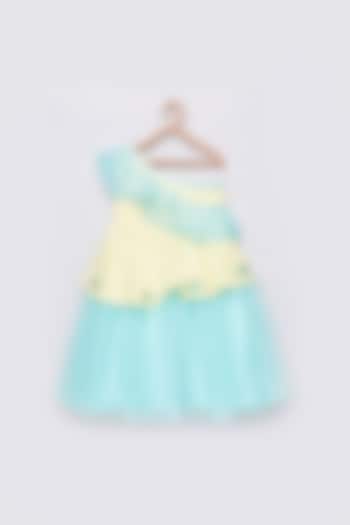 Turquoise Embroidered Gown For Girls by Tutus by tutu