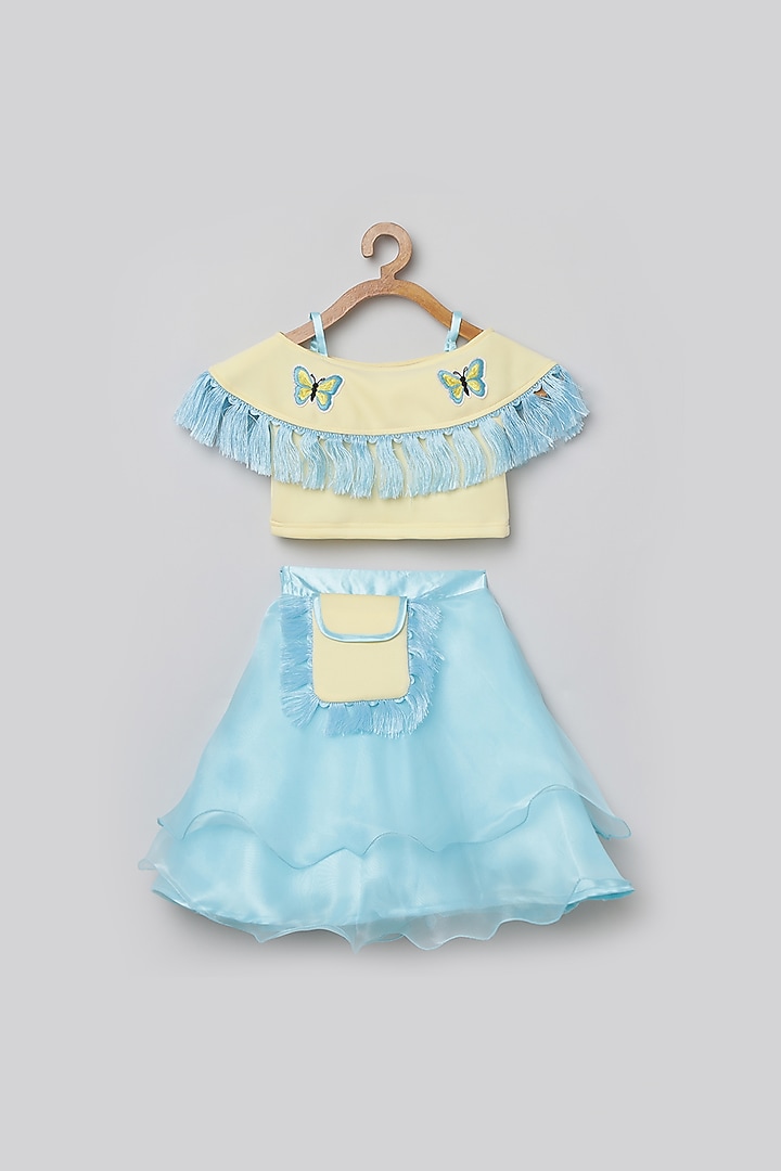 Turquoise Lehenga Set With Bag For Girls by Tutus by tutu at Pernia's Pop Up Shop