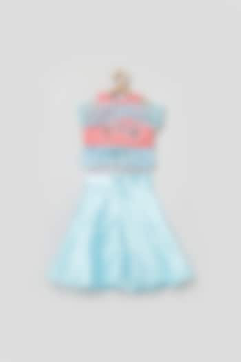 Turquoise Satin Palazzo Pant Set For Girls by Tutus by tutu