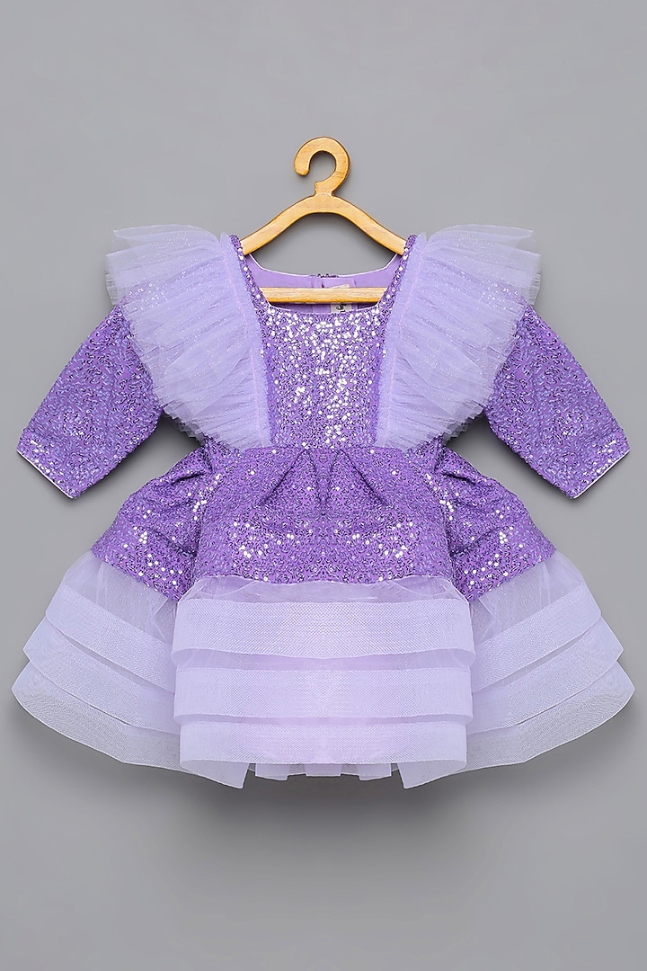 Purple Tulle Embroidered Dress For Girls by Tutus by tutu at Pernia's Pop Up Shop