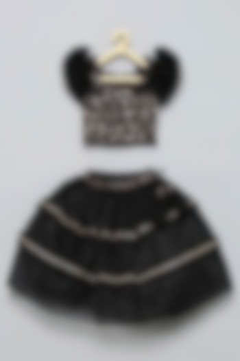 Black Cane Embroidered Lehenga Set For Girls by Tutus by tutu