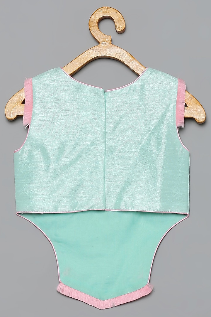 Mint Brocade Embroidered Pant Set For Girls by Tutus by tutu at Pernia's Pop Up Shop