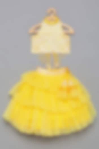 Yellow Embroidered Lehenga Set For Girls by Tutus by tutu