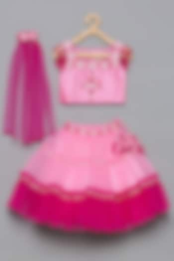 Pink Embroidered Lehenga Set For Girls by Tutus by tutu