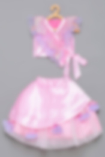 Pink & Purple Crepe Skirt Set For Girls by Tutus by tutu at Pernia's Pop Up Shop