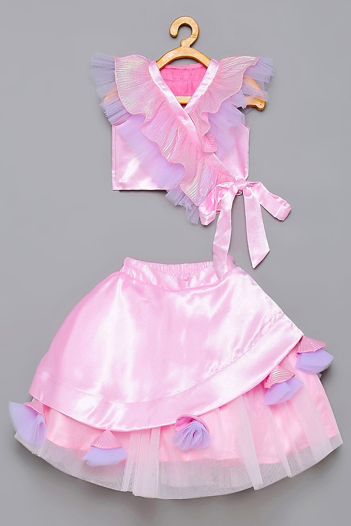 Pink & Purple Crepe Skirt Set For Girls by Tutus by tutu