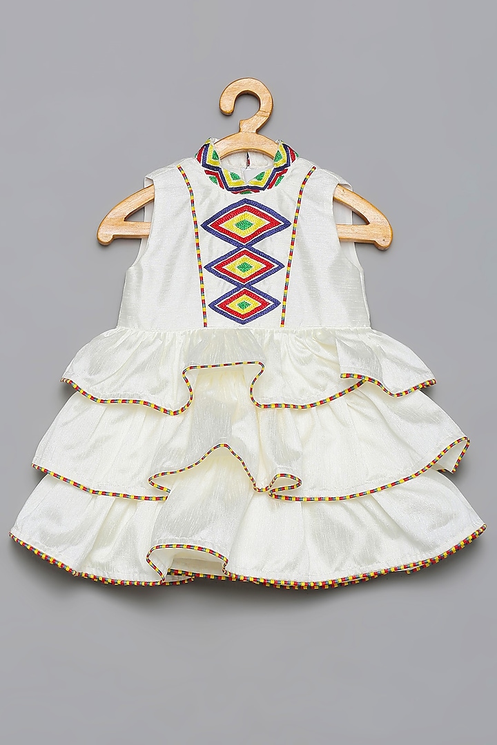 White Embroidered Dress For Girls by Tutus by tutu