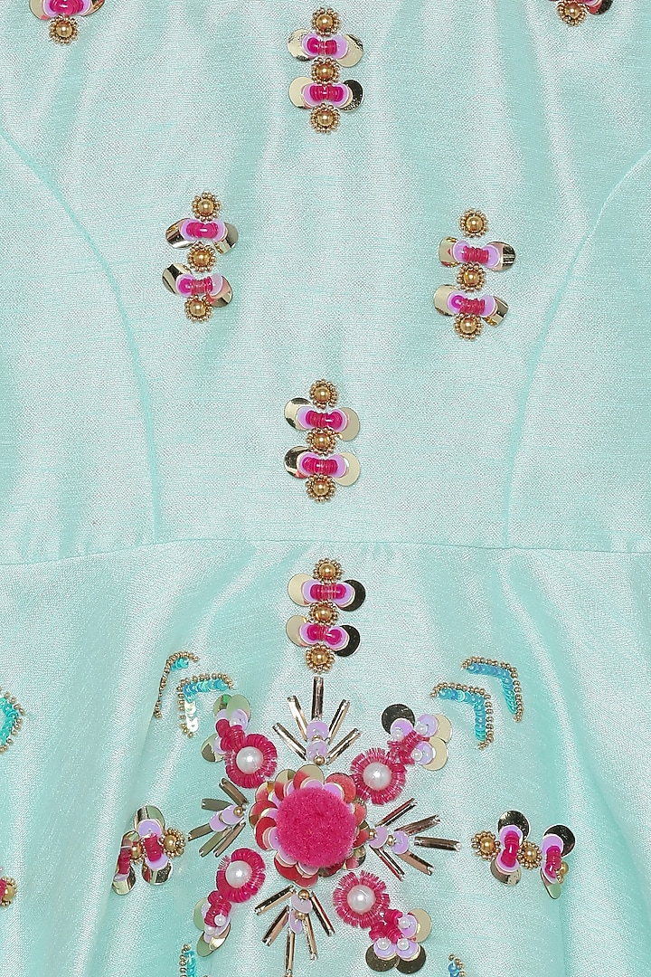 Pink Embroidered Lehenga Set For Girls by Tutus by tutu at Pernia's Pop Up Shop