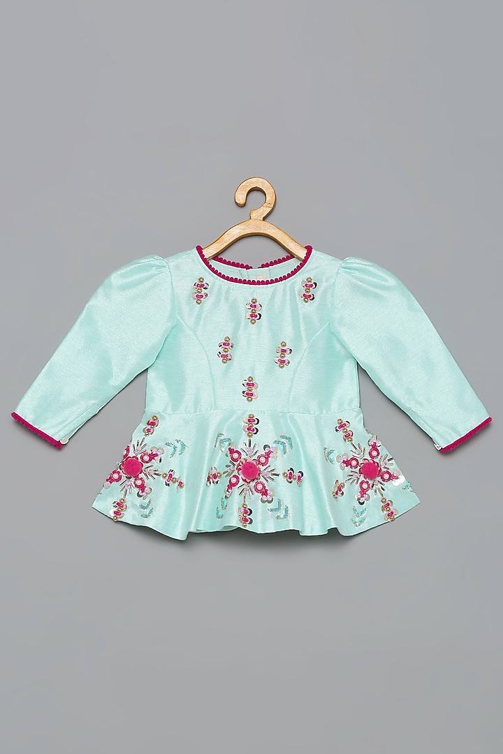 Pink Embroidered Lehenga Set For Girls by Tutus by tutu at Pernia's Pop Up Shop