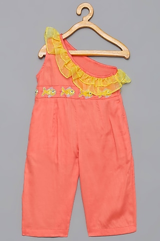 Blush Pink Cotton Jumpsuit For Girls by Tutus by tutu