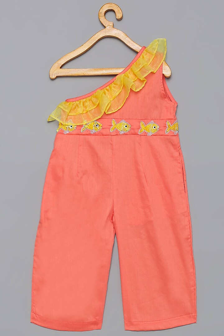 Blush Pink Cotton Jumpsuit For Girls by Tutus by tutu at Pernia's Pop Up Shop