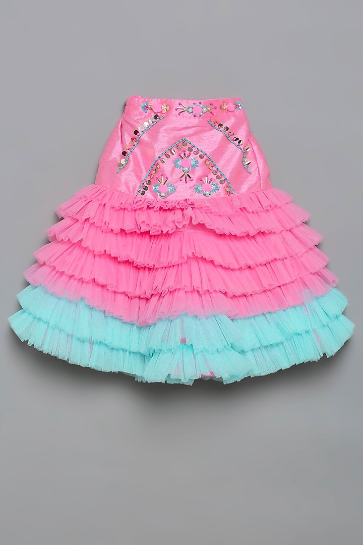 Pink Embroidered Skirt Set For Girls by Tutus by tutu at Pernia's Pop Up Shop