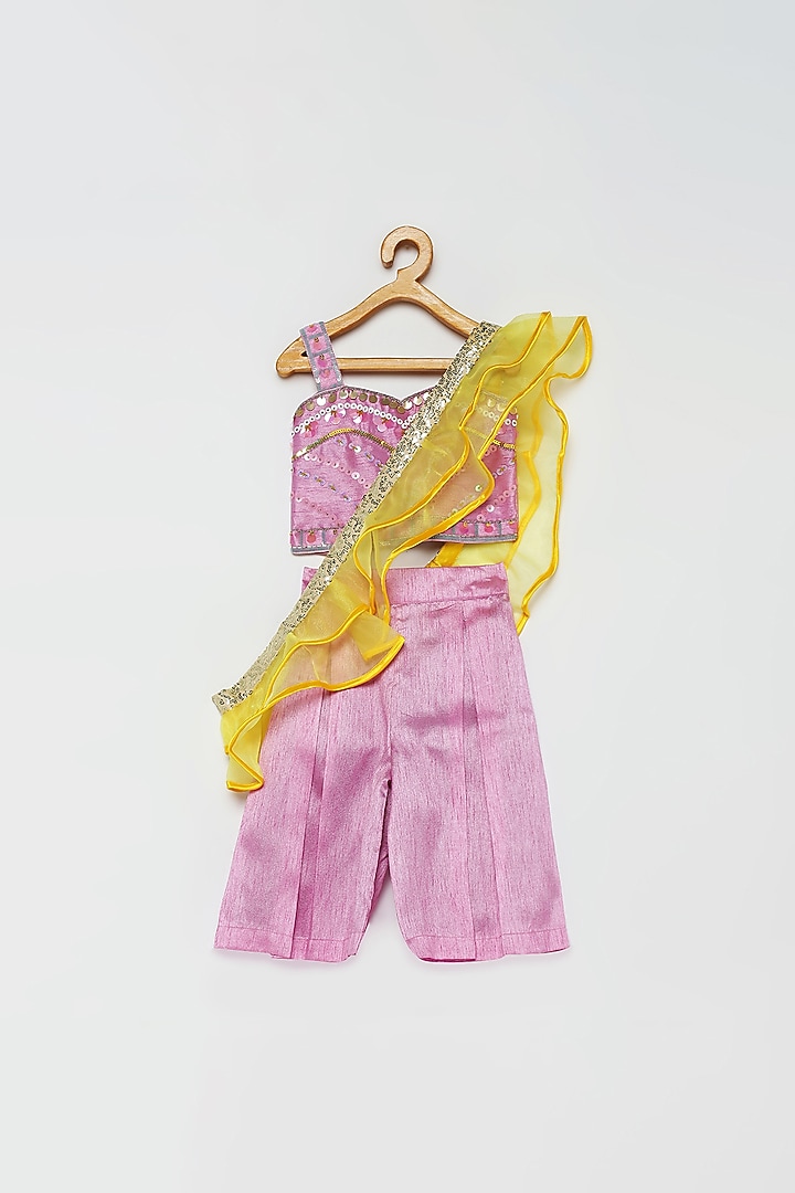 Lavender Silk Pant Set For Girls by Tutus by tutu at Pernia's Pop Up Shop
