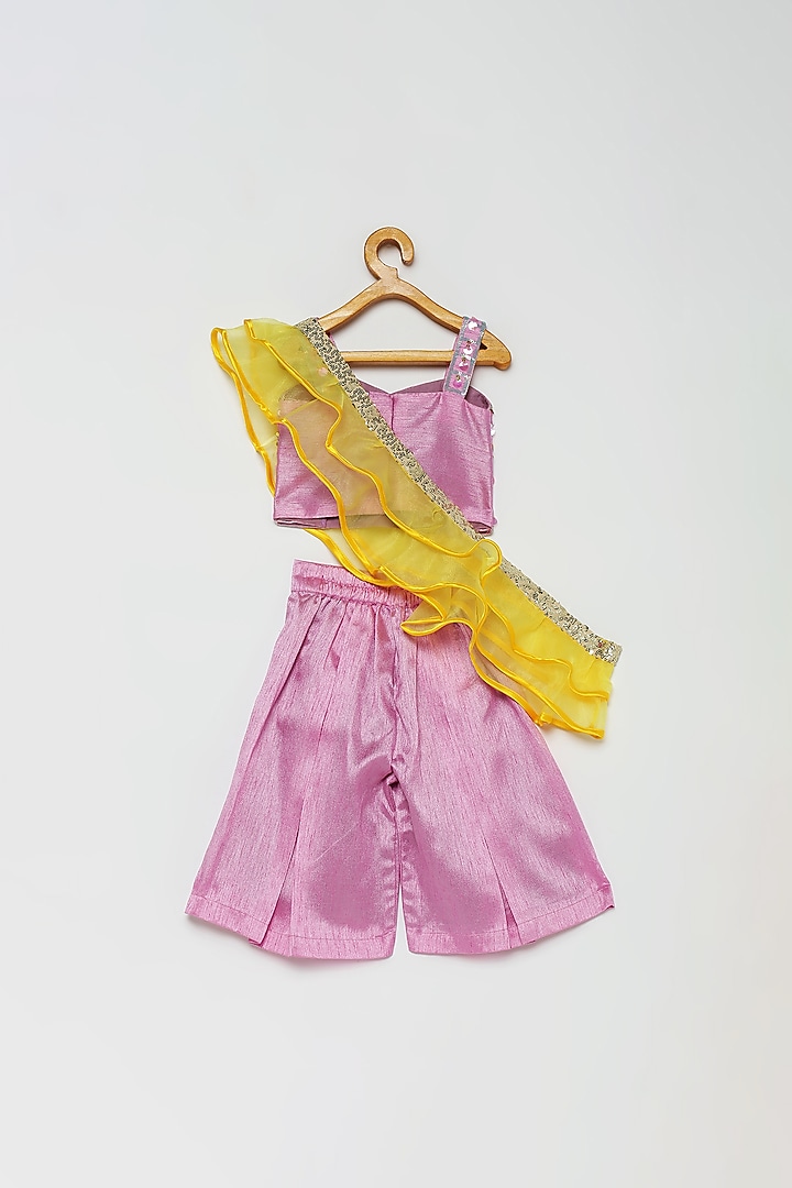 Lavender Silk Pant Set For Girls by Tutus by tutu at Pernia's Pop Up Shop