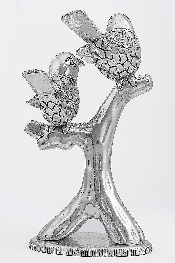 Silver CGC Cladded Couple Sparrow Showpiece by Creative Grains Calcutta at Pernia's Pop Up Shop