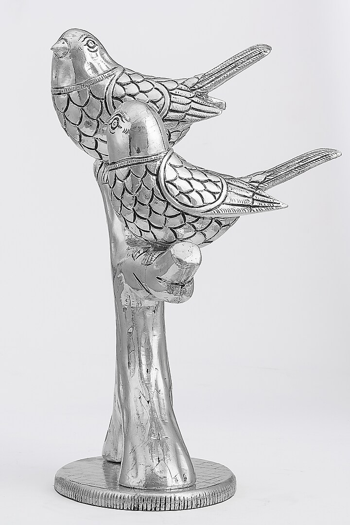 Silver CGC Cladded Couple Sparrow Showpiece by Creative Grains Calcutta at Pernia's Pop Up Shop