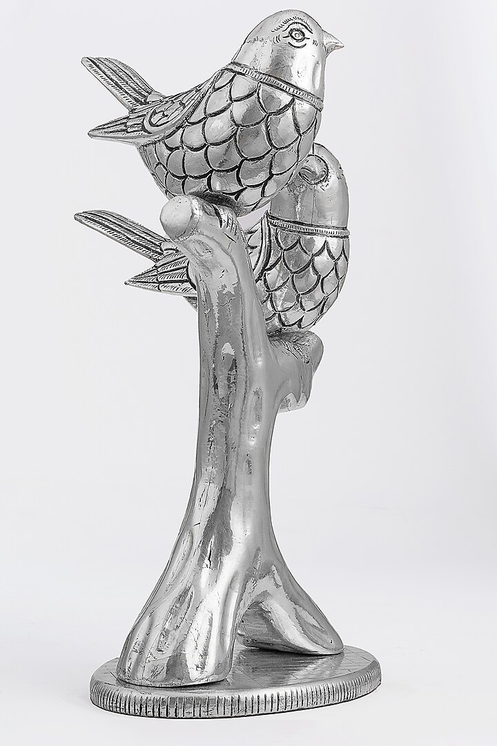 Silver CGC Cladded Couple Sparrow Showpiece by Creative Grains Calcutta at Pernia's Pop Up Shop
