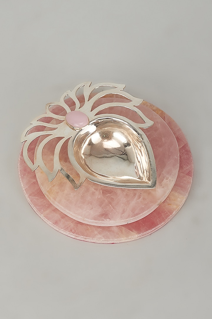 Pink 92.5 Silver Decorative Diya by Creative Grains Calcutta