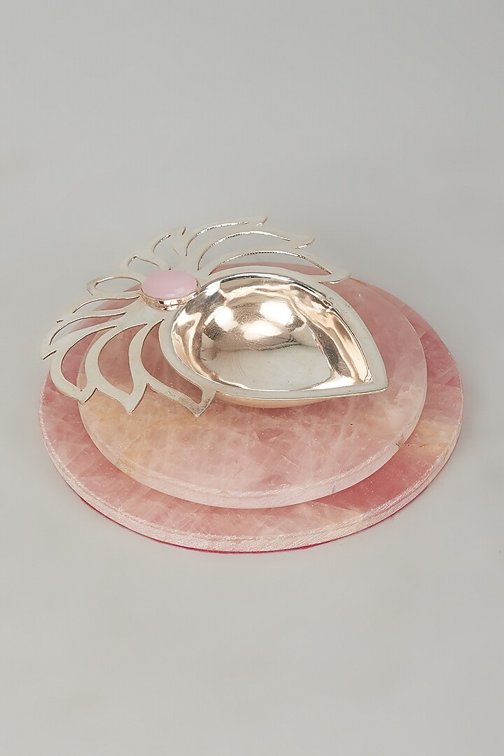 Pink 92.5 Silver Decorative Diya by Creative Grains Calcutta at Pernia's Pop Up Shop