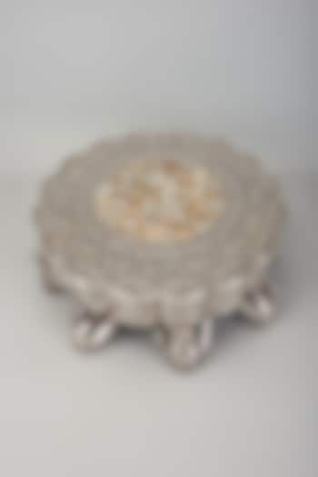 Pure Silver Cladded Round Scalloped Chowki by Creative Grains Calcutta