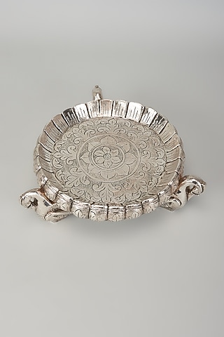 Pure Silver Cladded Peacock Urli by Creative Grains Calcutta