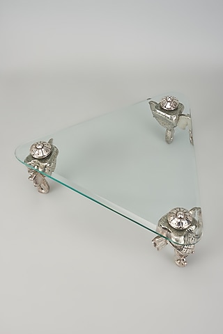 Pure Silver Cladded & Glass Triangle Chowki by Creative Grains Calcutta
