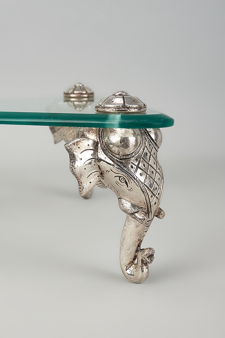 Pure Silver Cladded & Glass Triangle Chowki by Creative Grains Calcutta at Pernia's Pop Up Shop