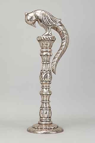 Pure Silver Cladded Parrot On Stand Showpiece by Creative Grains Calcutta
