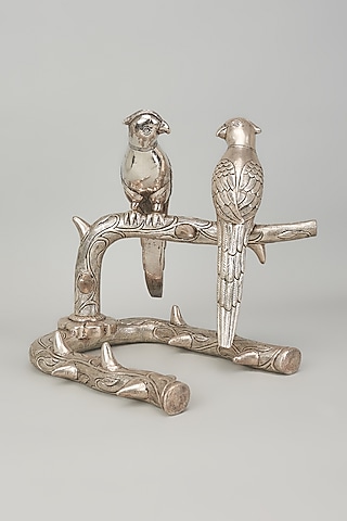 Pure Silver Cladded Regal Parrot Sculpture by Creative Grains Calcutta