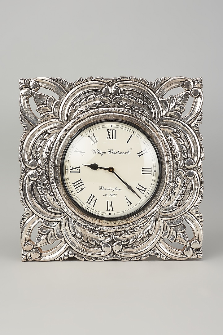 Pure Silver Cladded Desk Clock by Creative Grains Calcutta at Pernia's Pop Up Shop