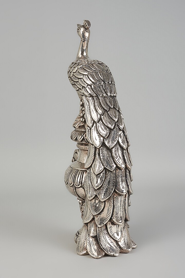 Pure Silver Cladded Peacock On Vase Showpiece by Creative Grains Calcutta at Pernia's Pop Up Shop