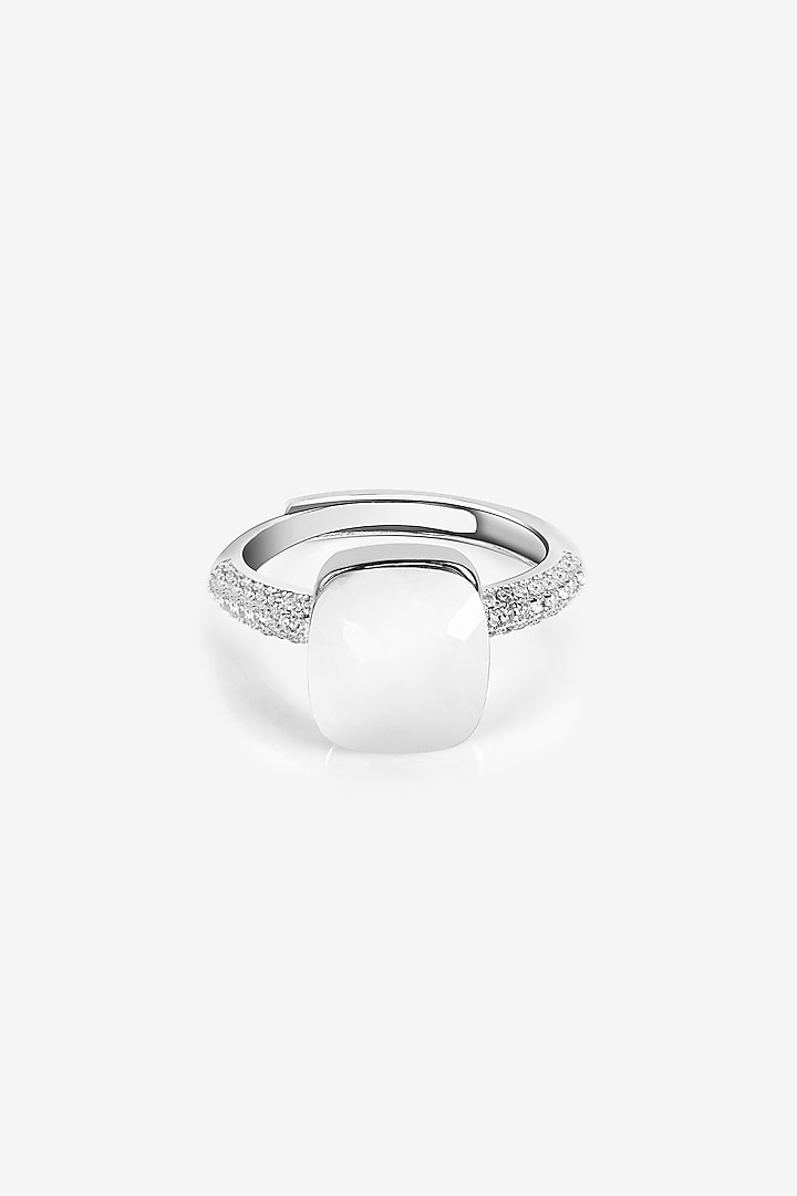 White Stone & CZ Pendant Set In Sterling Silver by TOUCH925 at Pernia's Pop Up Shop