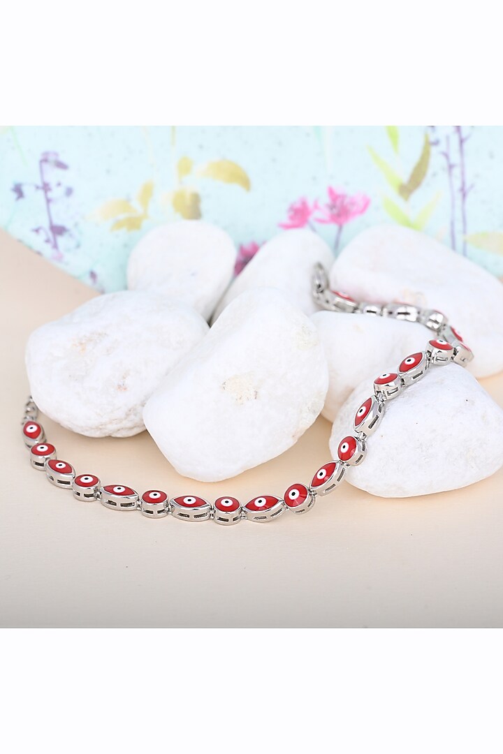 Red Zircon Sentinel Bracelet In Sterling Silver by TOUCH925 at Pernia's Pop Up Shop