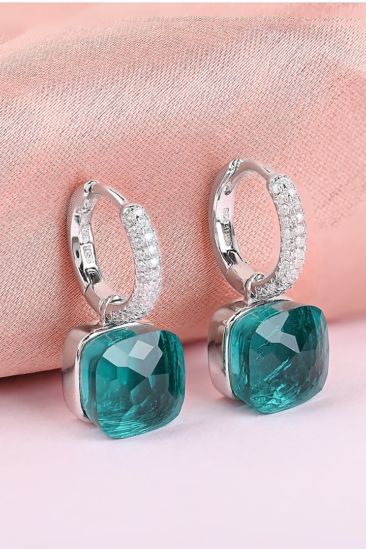 Green Stone & Zircon Pendant Set In Sterling Silver by TOUCH925 at Pernia's Pop Up Shop