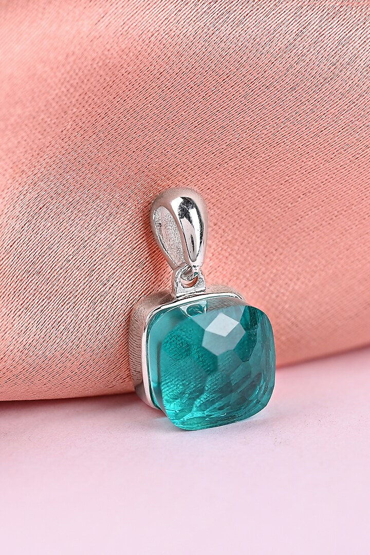 Green Stone & Zircon Pendant Set In Sterling Silver by TOUCH925 at Pernia's Pop Up Shop