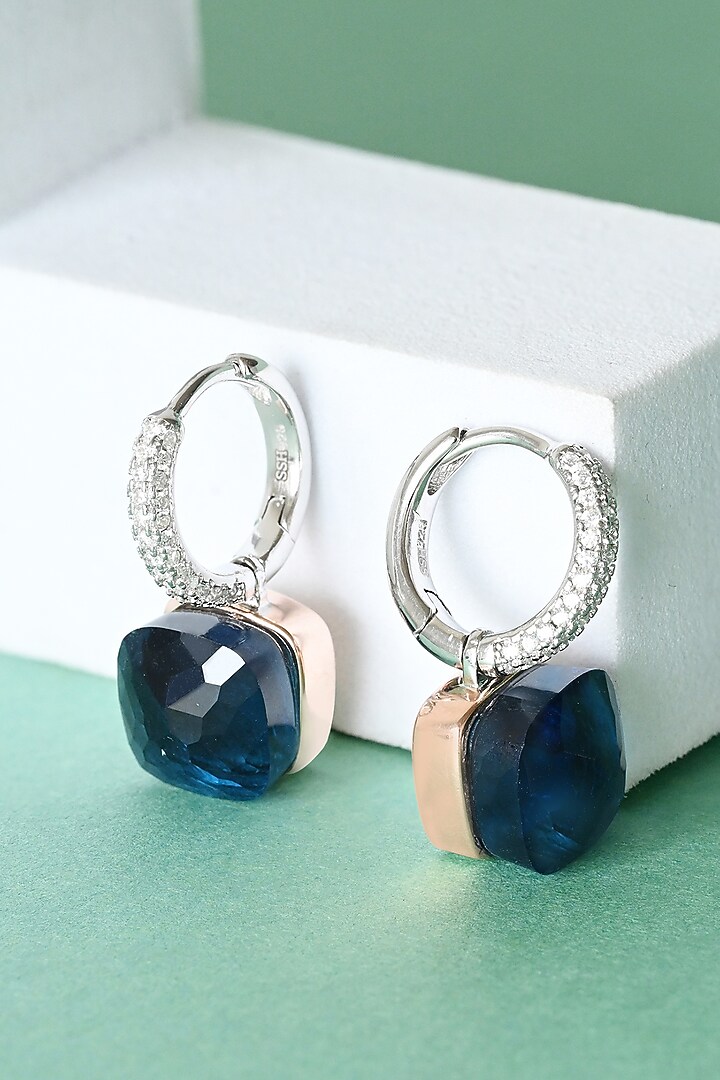 Rose Gold Finish Midnight Blue Stone & Zircon Pendant Set In Sterling Silver by TOUCH925 at Pernia's Pop Up Shop