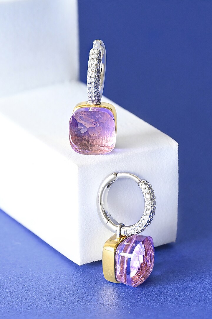 Gold Finish Purple Stone & Zircon Pendant Set In Sterling Silver by TOUCH925 at Pernia's Pop Up Shop
