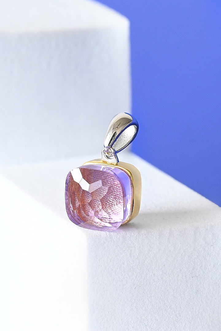 Gold Finish Purple Stone & Zircon Pendant Set In Sterling Silver by TOUCH925 at Pernia's Pop Up Shop